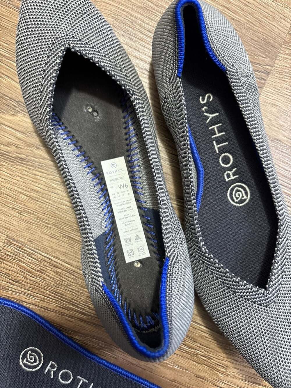 Rothy's The Point Women's Pointed Toe Ballet Flats Grey Birdseye Mesh Size 6 - Picture 4 of 4